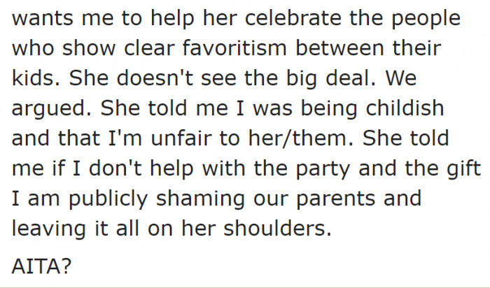 The OP refused. She doesn't want to celebrate the anniversary of the people who didn't care enough for her.