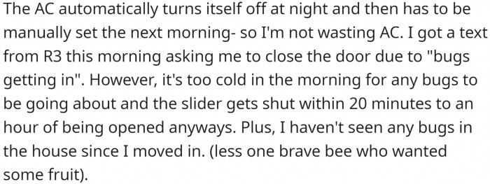 OP received a message from one of the roommates about the open sliding door