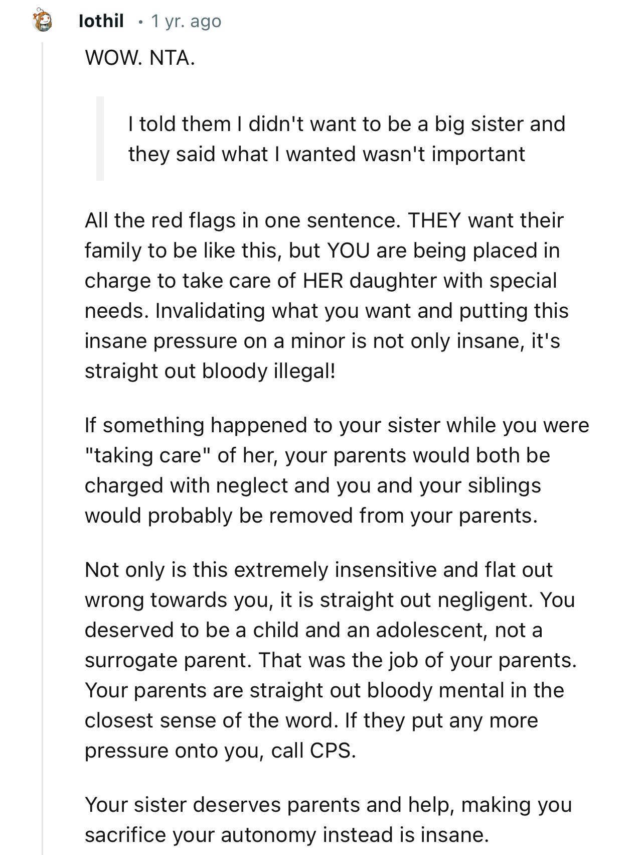 “NTA… Not only is this extremely insensitive and flat-out wrong towards you, it is straight-up negligent.”