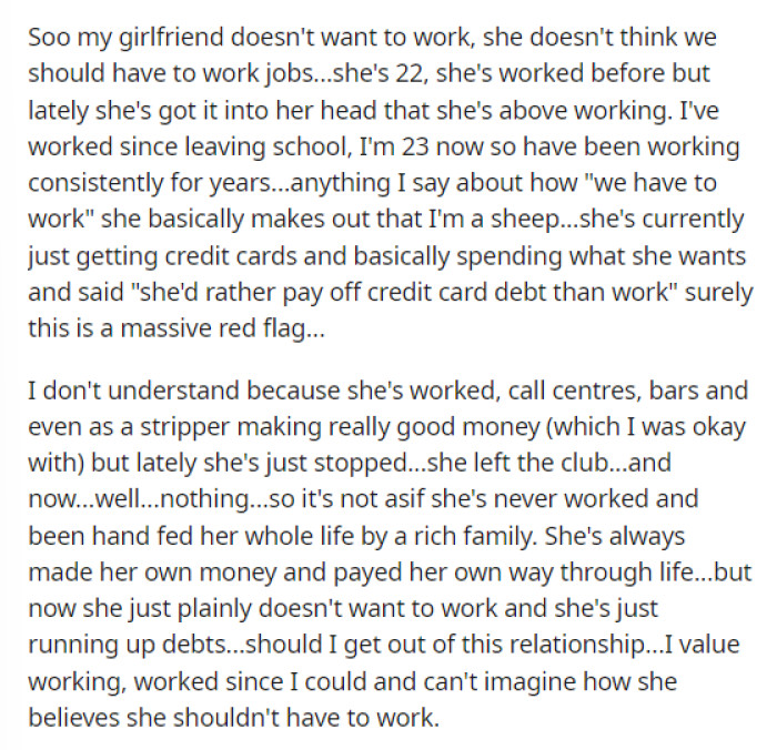 This is OP's whole post where he explains this situation with his girlfriend and what he has to say about the whole thing.