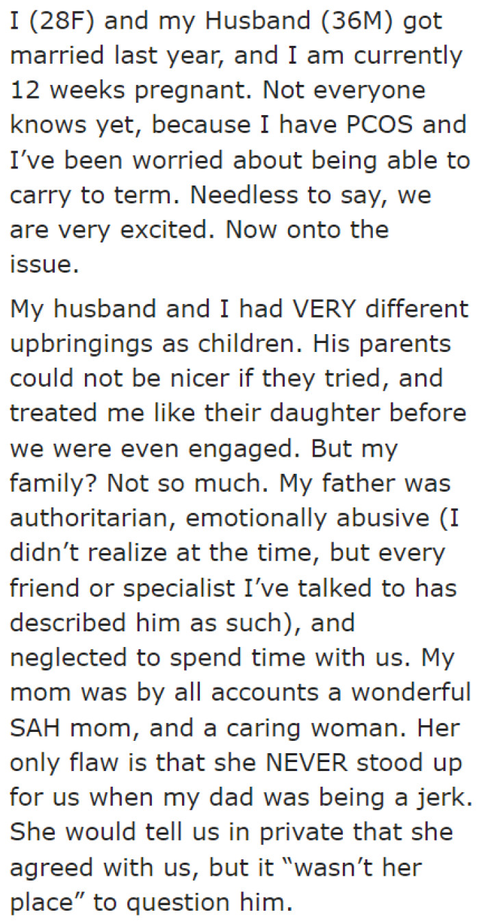 OP notices a big difference in how her parents treated her before and how her in-laws treat her now.