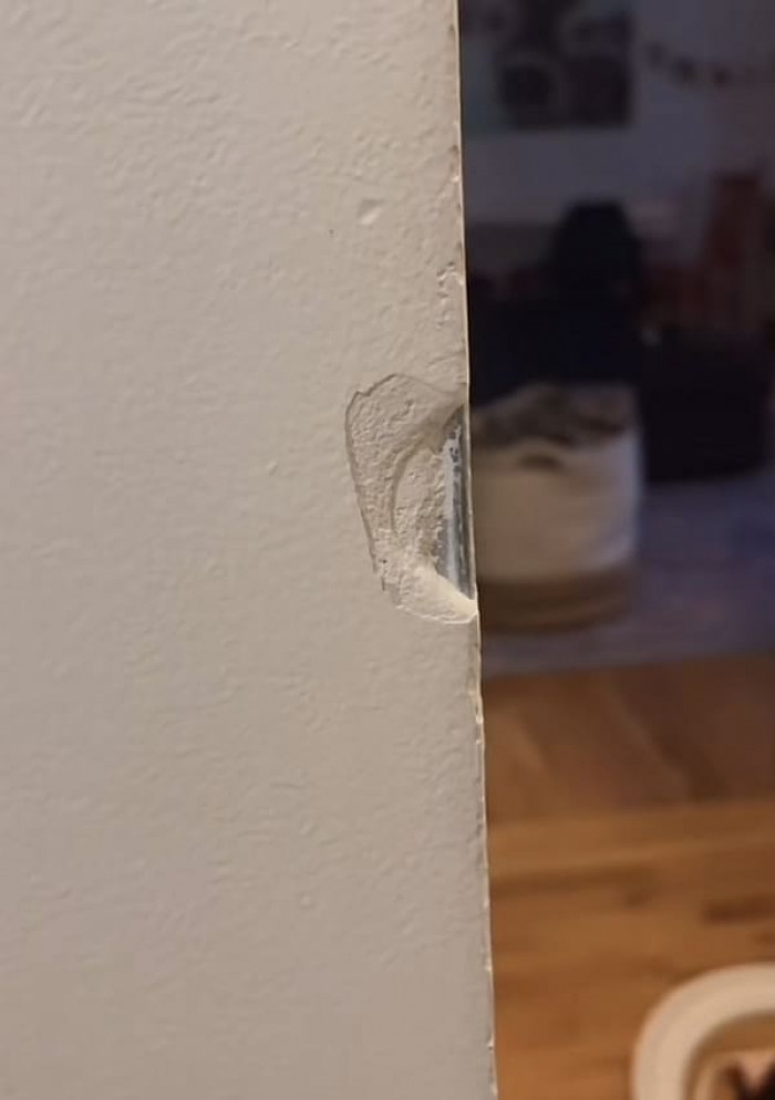 Not to mention the damaged walls with missing plaster in certain areas.