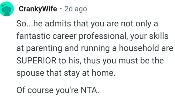 What OP's husband seems to be admitting