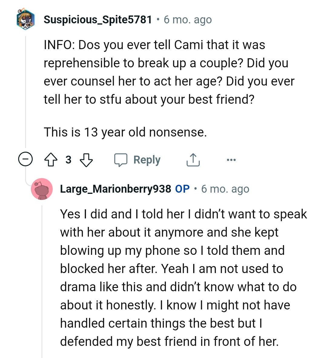 The OP didn't want to speak about it