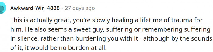 OP is slowly healing her husband.