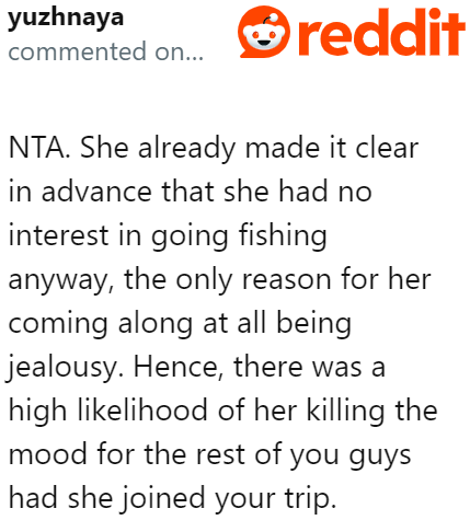 It was probably for the best that she wasn't able to join. She would likely have just been a mood killer.