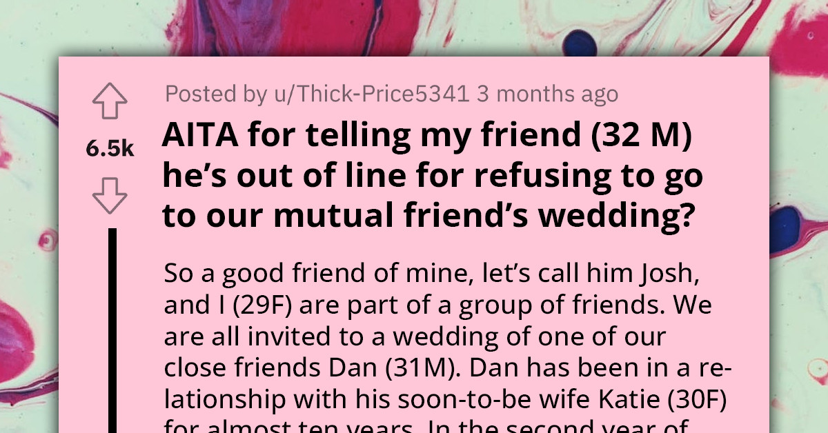 Man Branded "Selfish" By Friend For Refusing To Participate In Another Friend's Wedding With A Woman Who Previously Cheated