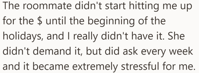 The request comes later, during an already tight and stressful time.