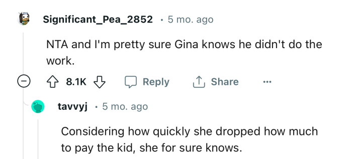 Gina probably knows something