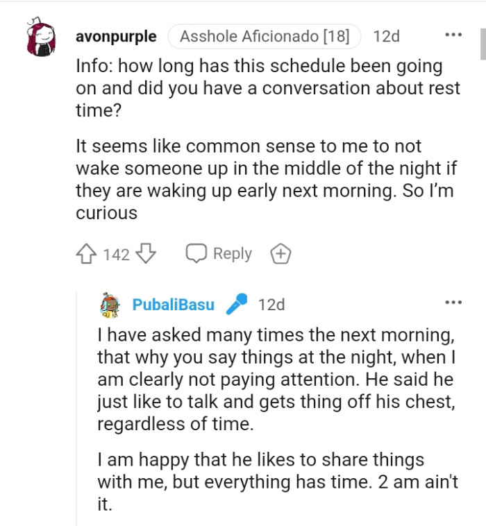 It's common sense not to wake someone up in the middle of the night