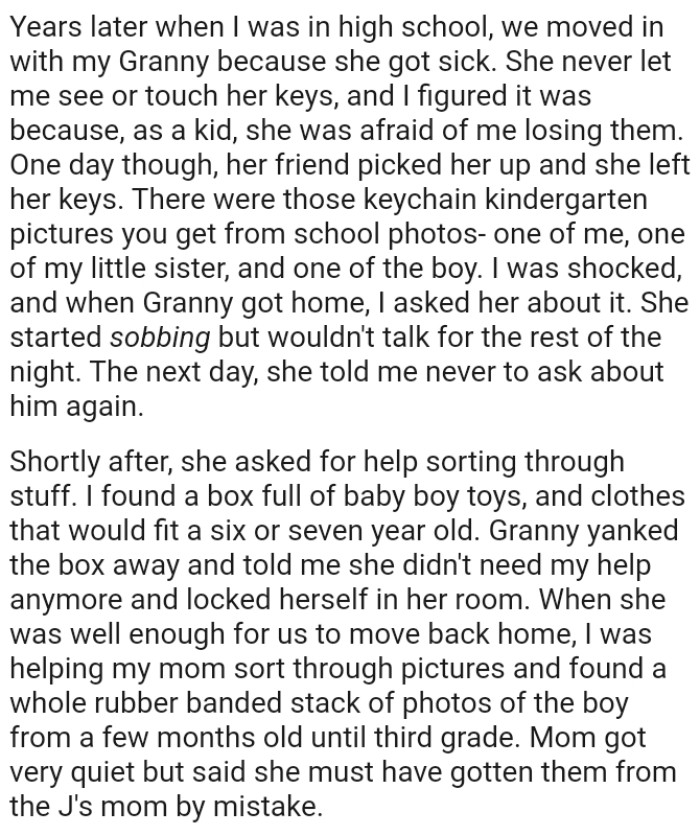 Granny started sobbing but wouldn't talk for the rest of the night nor answer the OP