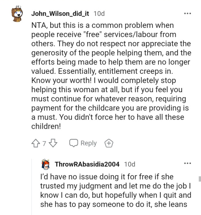 This Redditor would stop helping the woman at all