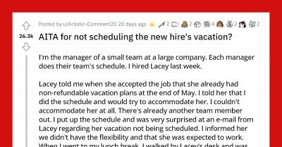 New Hire Immediately Quits Her Job After Her Manager Fails To Schedule Her Leave