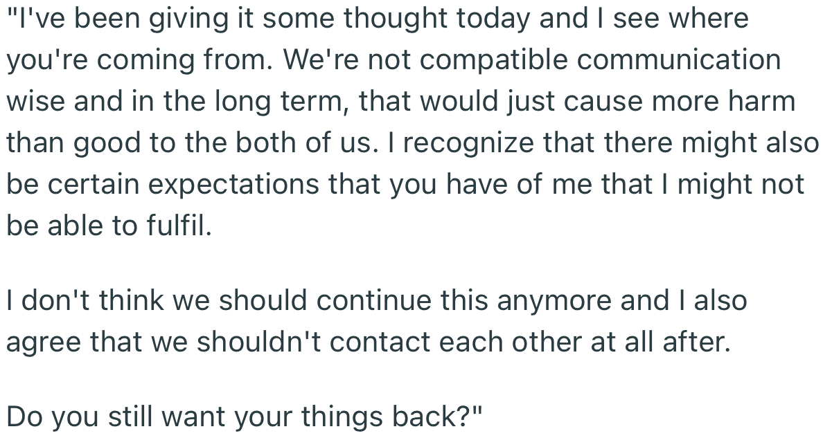 Apparently, he was done with the relationship