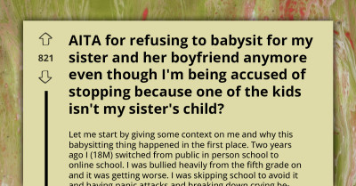Teen Refuses To Babysit For Sister After Years Of Unpaid Childcare And Accusations Of Favoritism