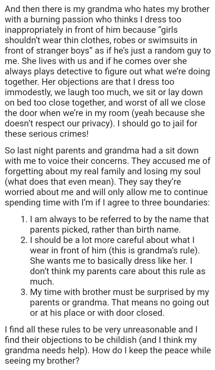 OP's parents and grandma accused her of forgetting about her real family and losing her soul