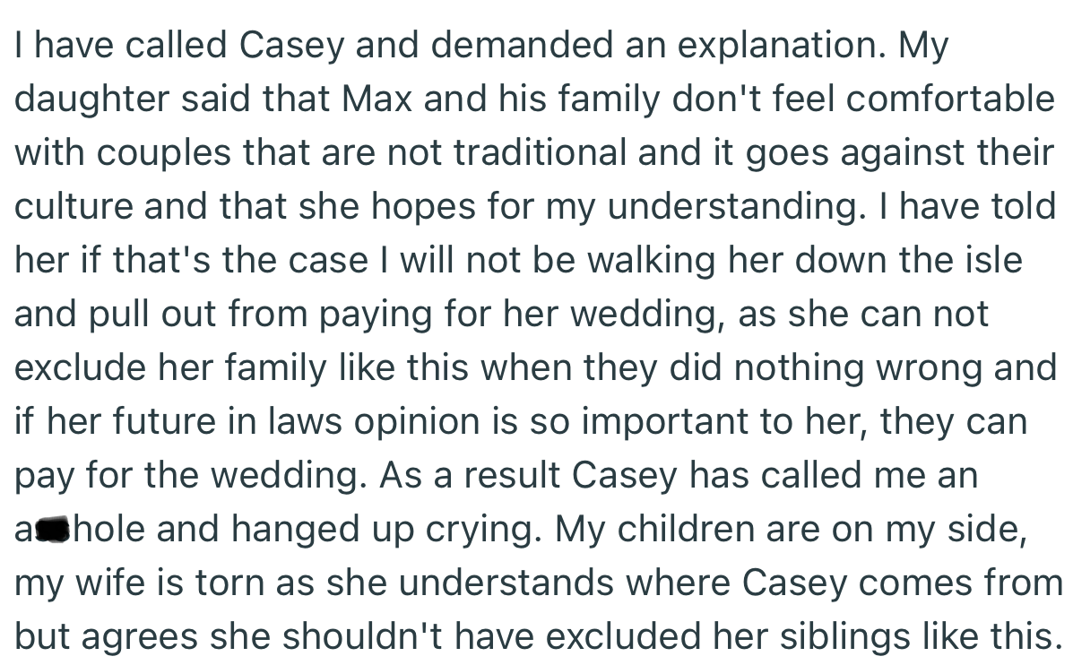 Apparently, OP excluded her brothers because her in-laws made it clear that they’re not comfortable with her brothers’ gay and non-binary way of life. The problem is, OP won’t be sponsoring the wedding anymore