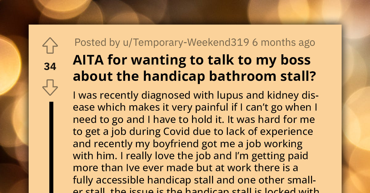 Redditor With Kidney Disease Has To Drive To A Restaurant To Use The Restroom Because Boss Keeps Accessible Stall Locked