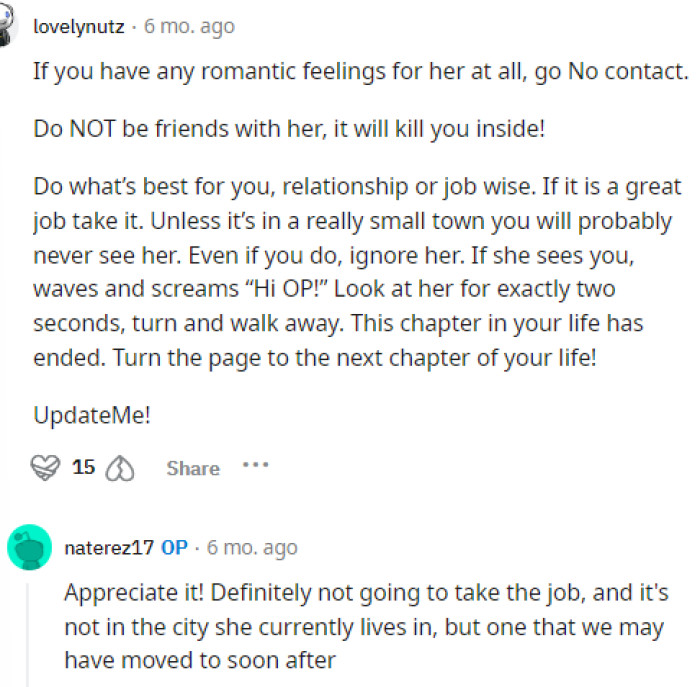 Some people advised him not to remain friends with her and to go no contact if they break up because it's just not worth it.