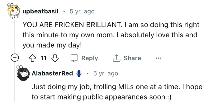 “ I am so doing this right this minute to my own mom.”