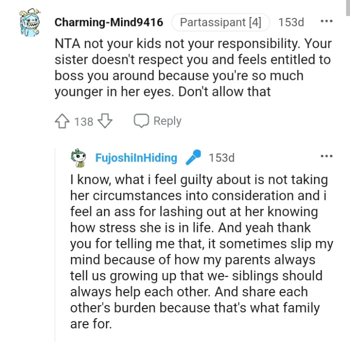 What the OP feels guilty about