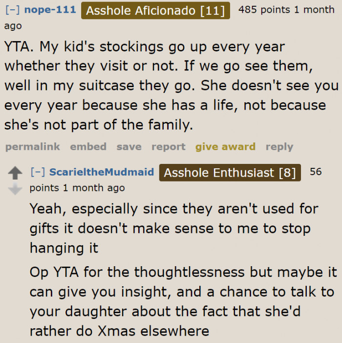 The OP can always display his daughter's stocking even if she doesn't visit. She is part of the family, after all.