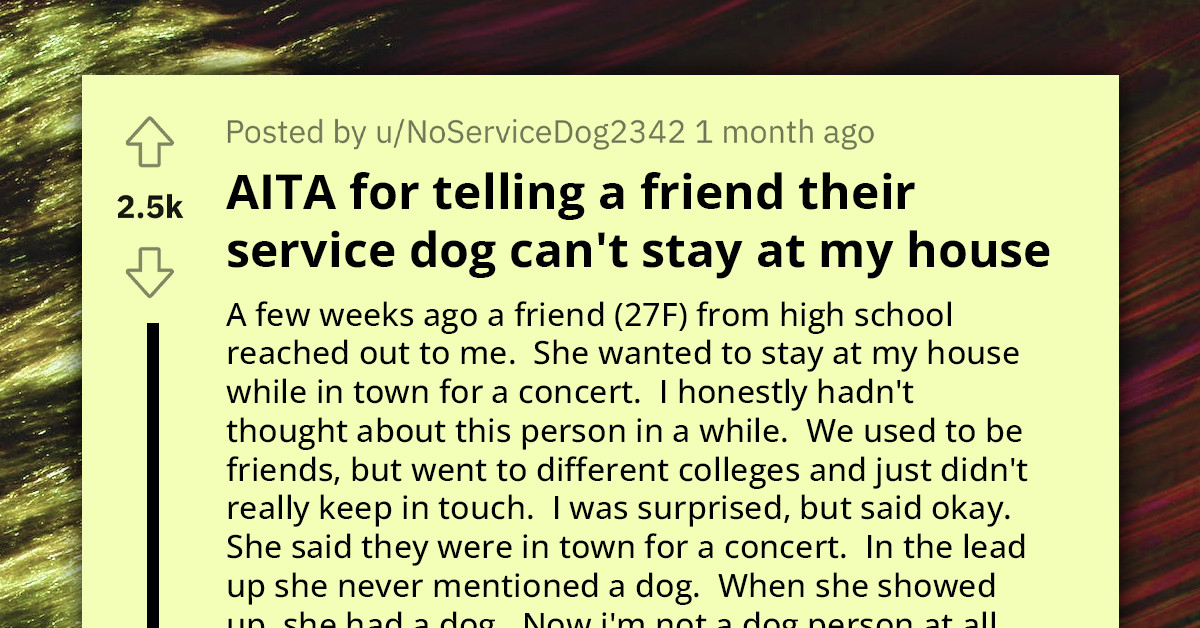 Redditor Asks If They're Wrong For Telling Friend Her Dog Can't Stay In Their House, No Matter If It's Service Dog Or Not