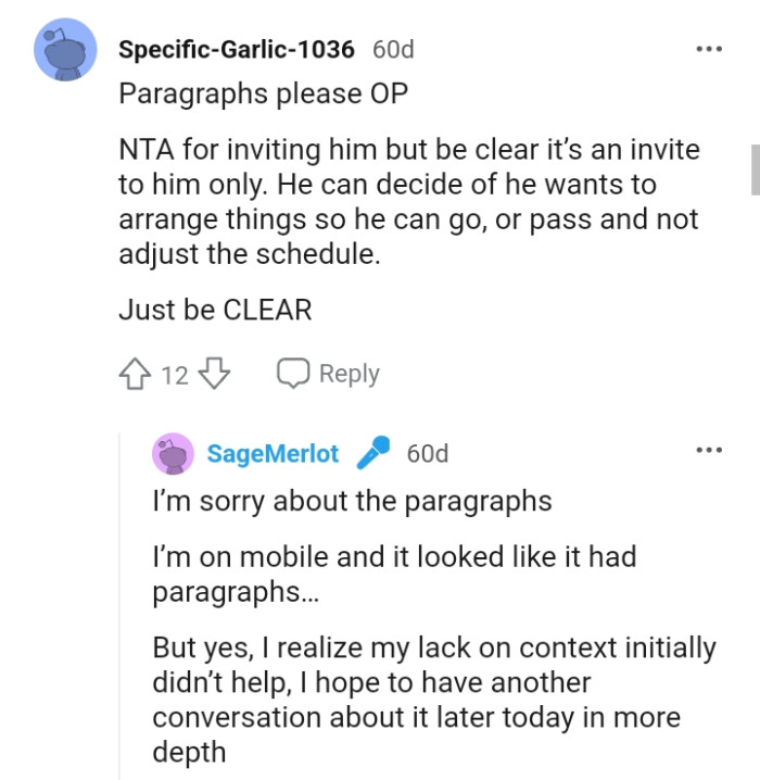 It's an invite to him only