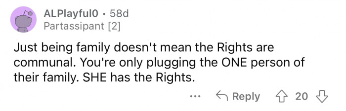 Being family doesn't exclude you from communal rights.