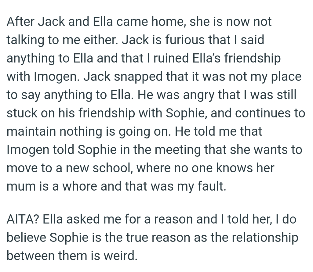 She wants to move to a new school where no one knows her mom