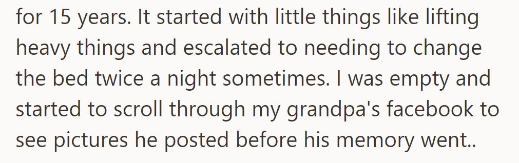 After 15 years of caregiving, they found solace in their grandpa's old Facebook photos.