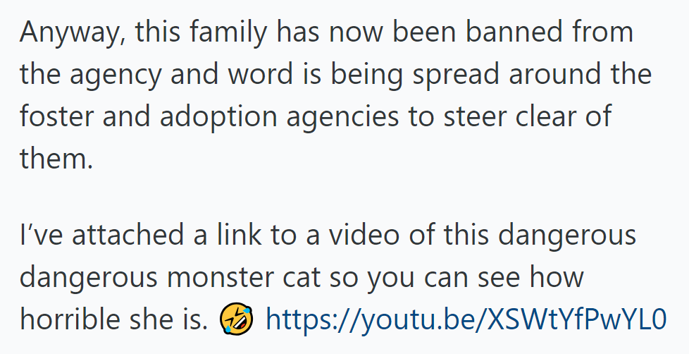 Family banned from the agency; warning spread. Video of 