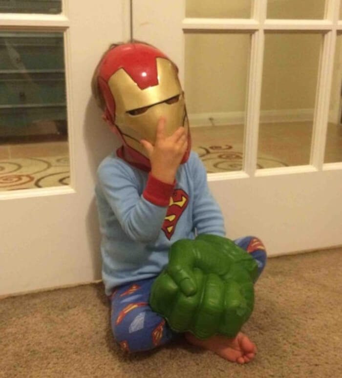 18. My son just told me he was tired. I guess being three different superheroes can take a toll on a toddler.