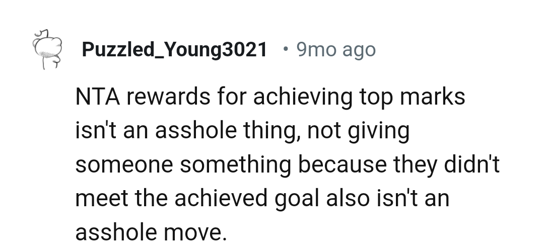 Not giving someone something