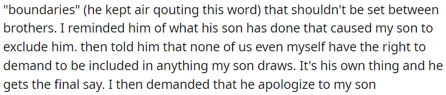 I demanded he apologize to my son