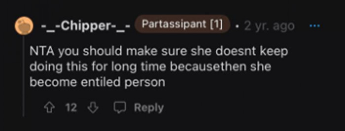 Right, we all don’t want your daughter to become entitled.