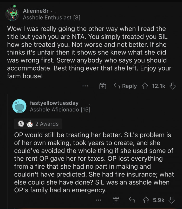 OP treated her SIL exactly how she treated her.