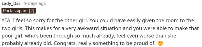 This is true because I'm sure the other niece feels upset because of the whole situation, even after everything they've already been through.