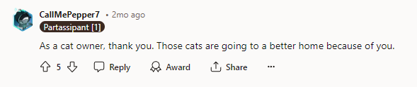 Cat owners relieved
