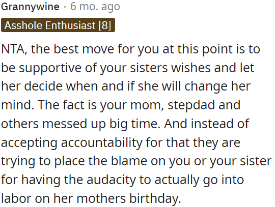 The problem lies with OP's mom, and instead of taking responsibility, she is trying to blame OP or her sister.