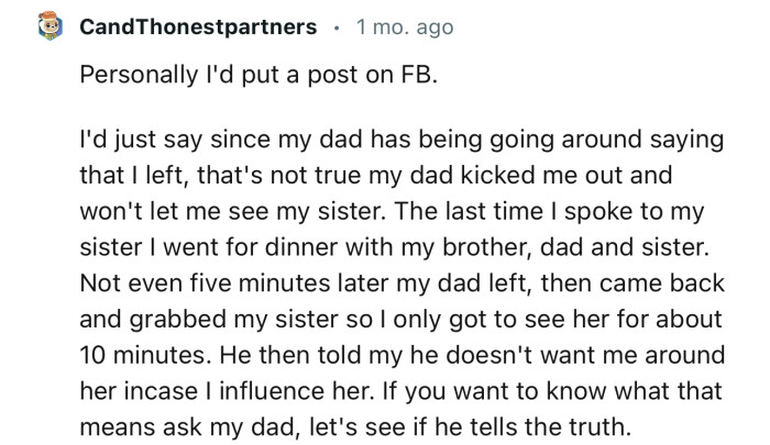 This Redditor has advised OP to post the real truth on FB. And they’ve even provided a template.
