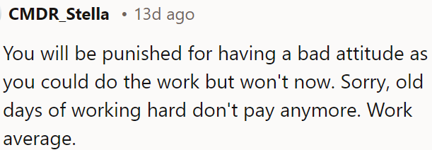 OP will be punished for a bad attitude because he can do the work but chooses not to.