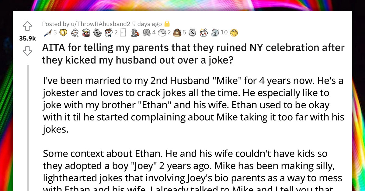 Enabling Wife Defends Her Husband From Her Family After He Made An Offensive Adoption Joke That Ruined Their New Year's Eve Dinner