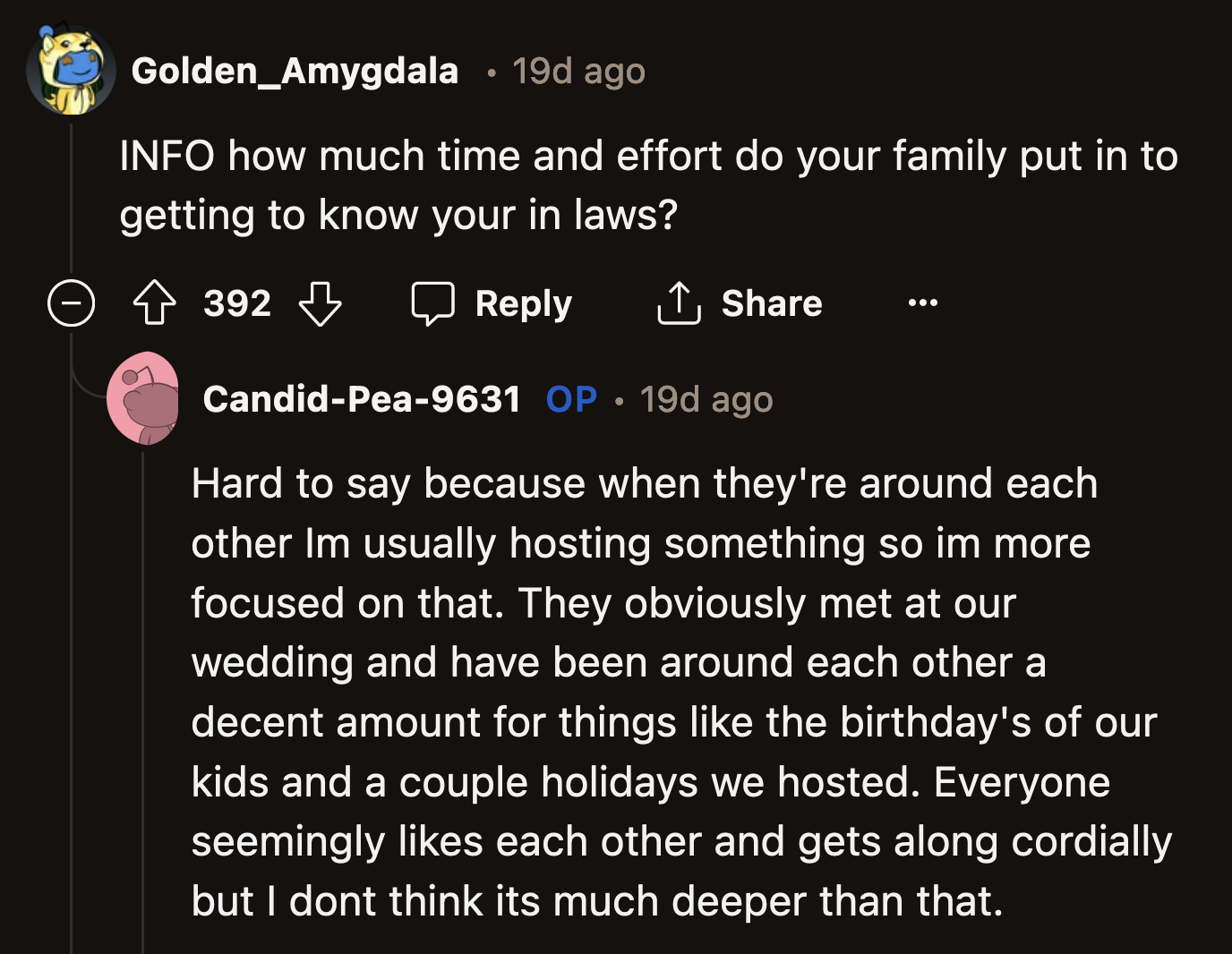 His in-laws are barely acquainted with his sister. They could be polite and civil during events, but that doesn't make them good enough friends to vacation with.
