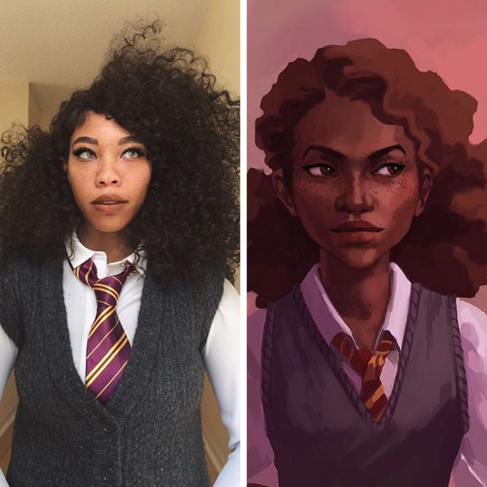 16. Here, she is cosplaying as the character Hermione from Harry Potter