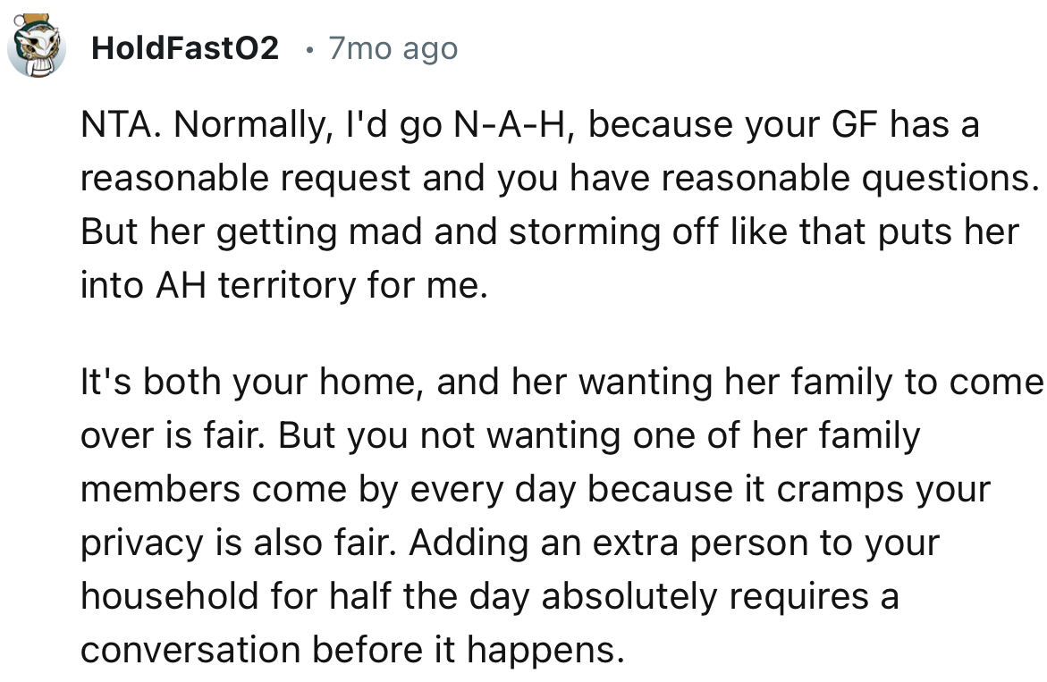 “Adding an extra person to your household for half the day absolutely requires a conversation before it happens.”