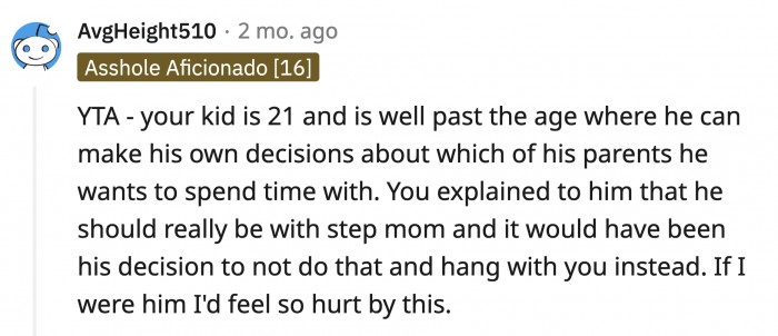 OP took her son's chance to make his own decision when she lied to him