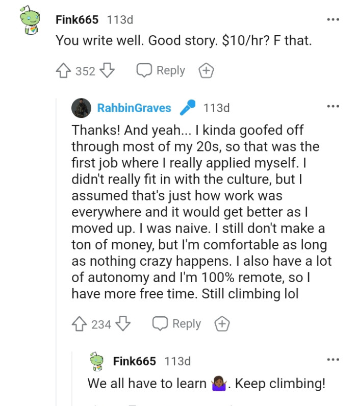 This Redditor is commending the OP for writing well