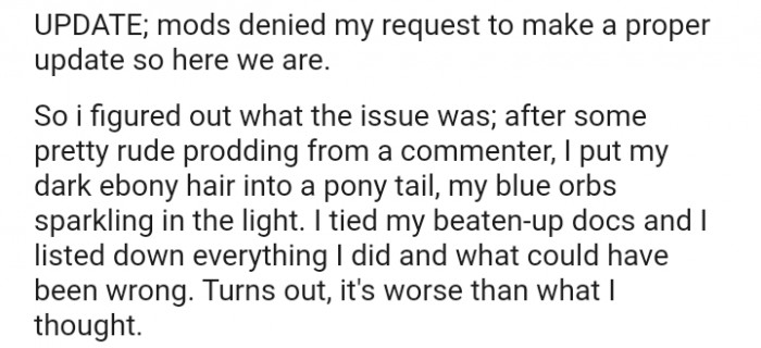 Here is an update the OP added later on and things was worse than she thought