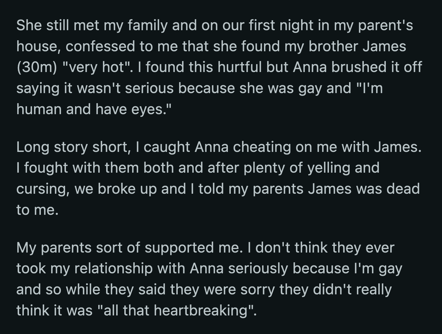 Anna was pregnant. She and James were planning to get married. OP replied with a flippant, 